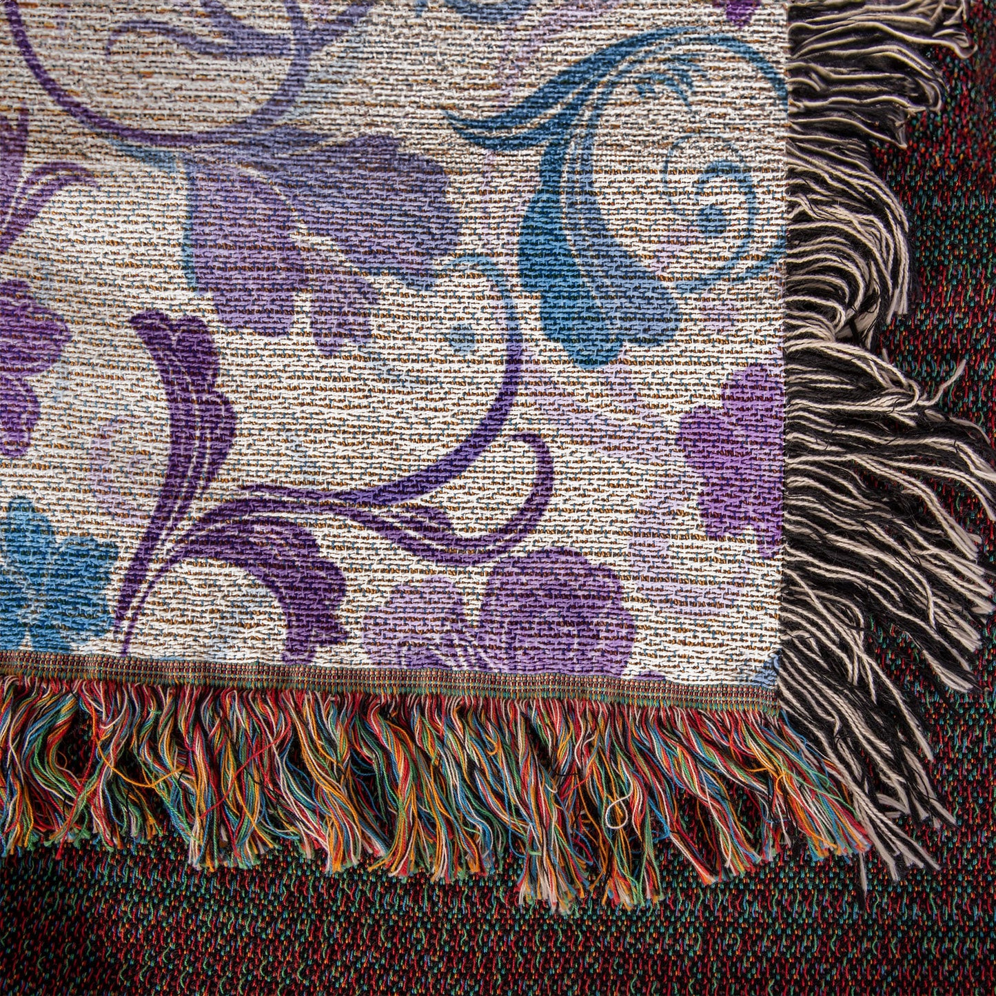 Blue And Purple Floral Pattern 016 - 50" x 60" Heirloom Woven Blanket
