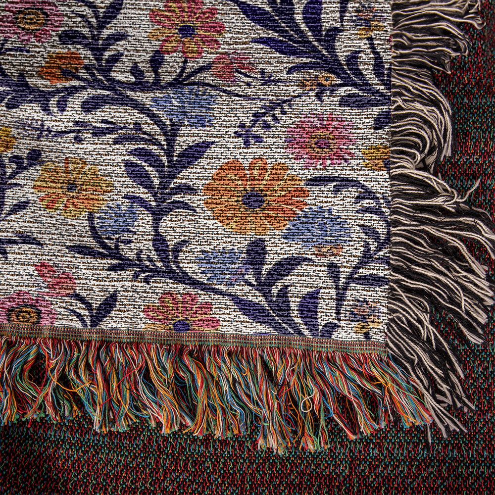 Mexican Floral Fiesta Pattern 022 - 50" x 60" Heirloom Woven Blanket