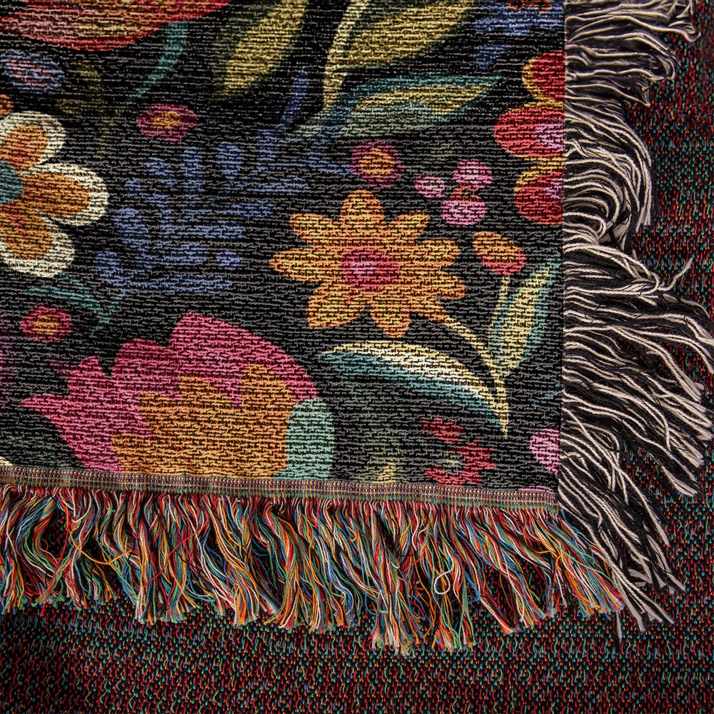 Mexican Floral Fiesta Pattern 052 - 50" x 60" Heirloom Woven Blanket