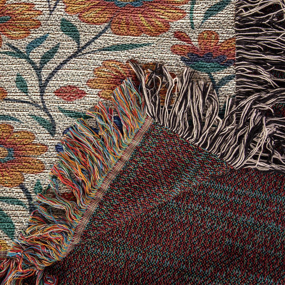 Mexican Floral Fiesta Pattern 001 - 50" x 60" Heirloom Woven Blanket