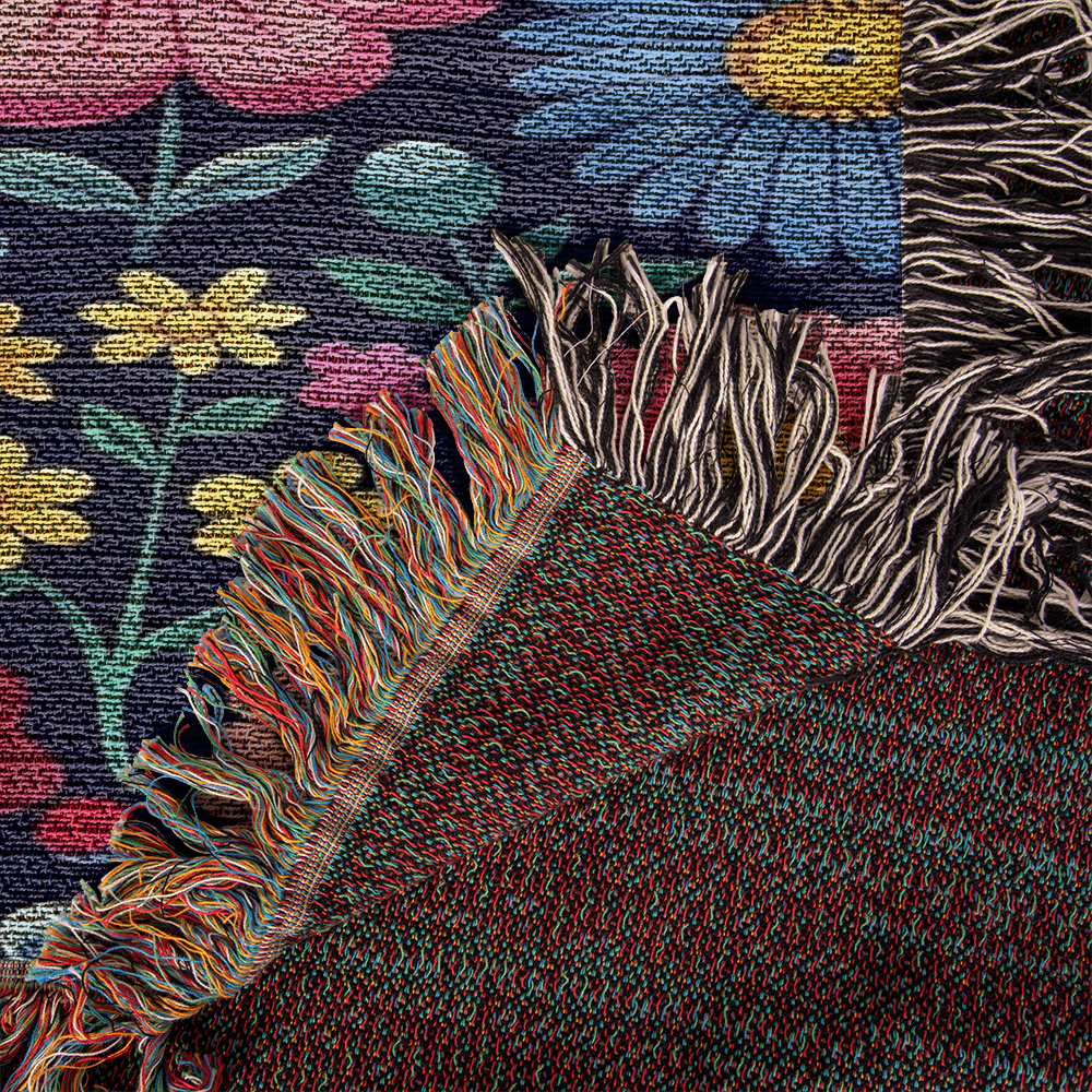 Mexican Floral Fiesta Pattern 048 - 50" x 60" Heirloom Woven Blanket