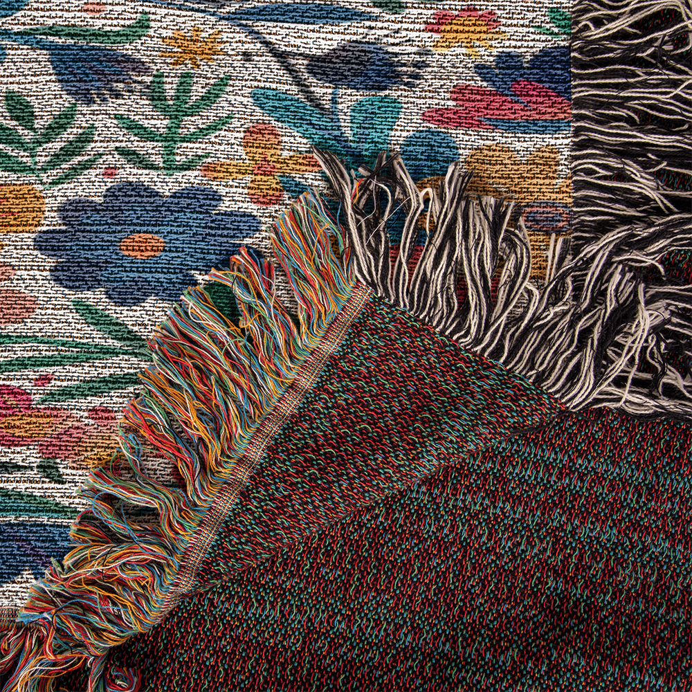 Mexican Floral Fiesta Pattern 010 - 50" x 60" Heirloom Woven Blanket