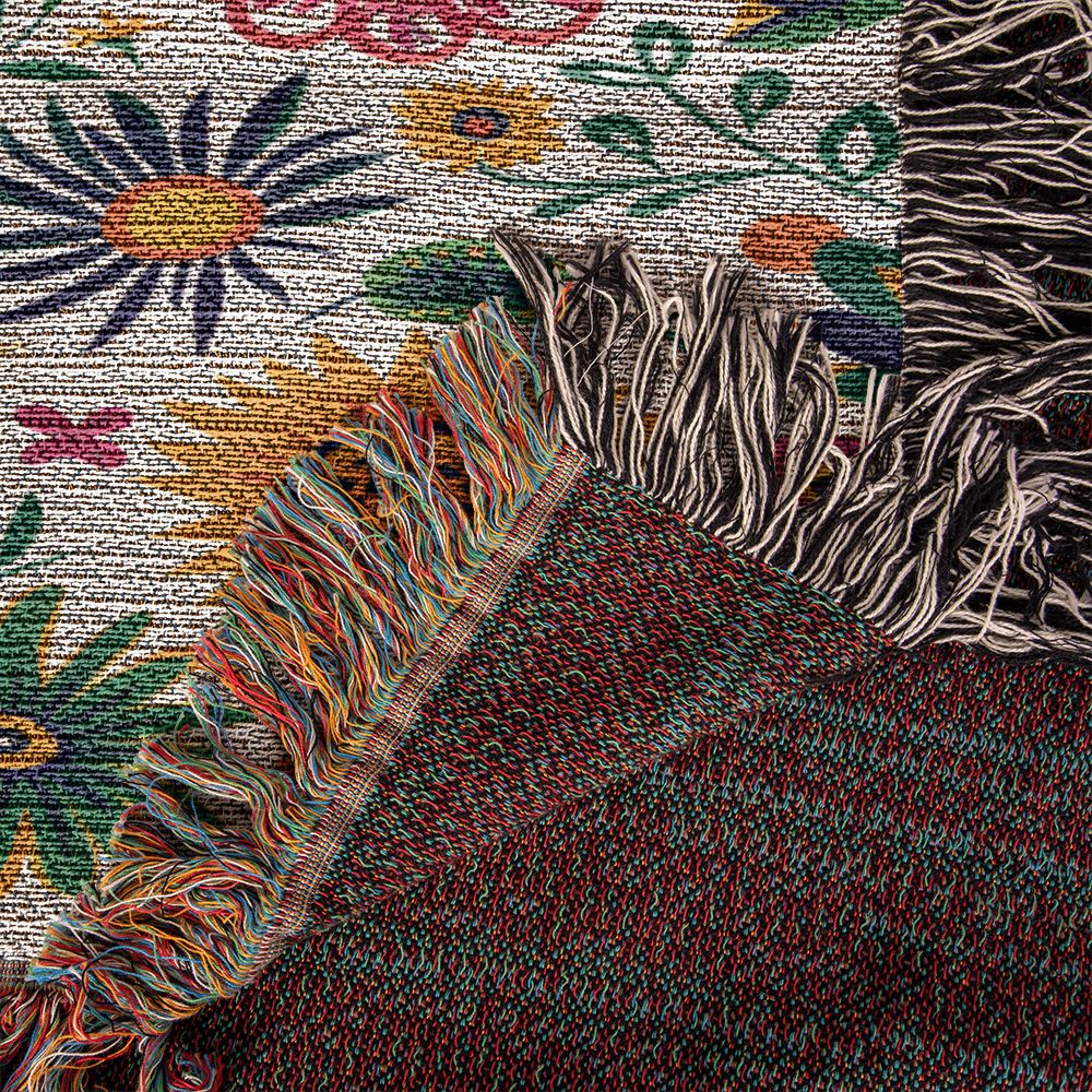 Mexican Floral Fiesta Pattern 015 - 50" x 60" Heirloom Woven Blanket