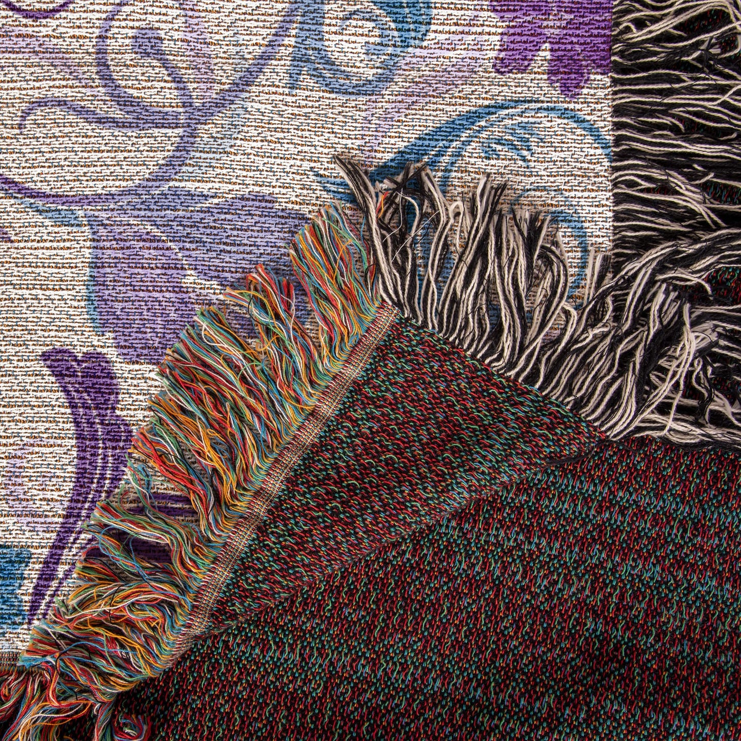 Blue And Purple Floral Pattern 016 - 50" x 60" Heirloom Woven Blanket