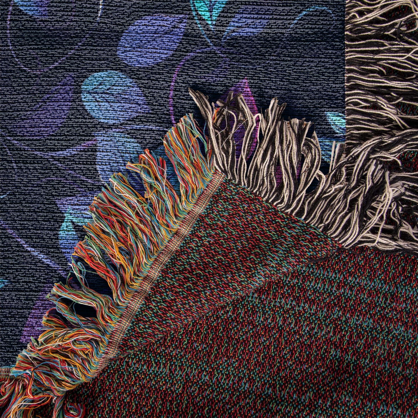 Blue And Purple Floral Pattern 002 - 50" x 60" Heirloom Woven Blanket