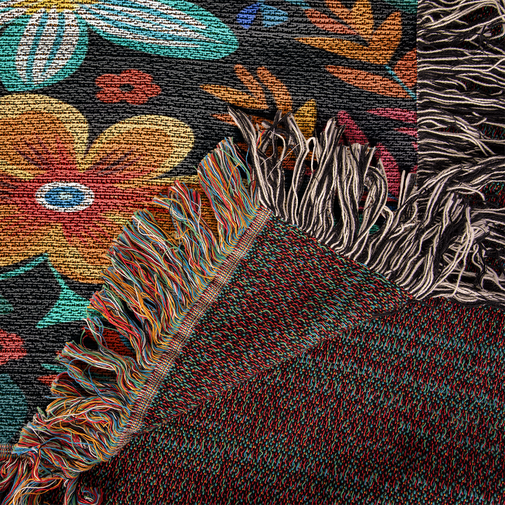 Mexican Floral Fiesta Pattern 054 - 50" x 60" Heirloom Woven Blanket