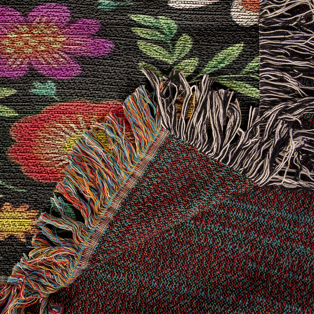 Mexican Floral Fiesta Pattern 032 - 50" x 60" Heirloom Woven Blanket