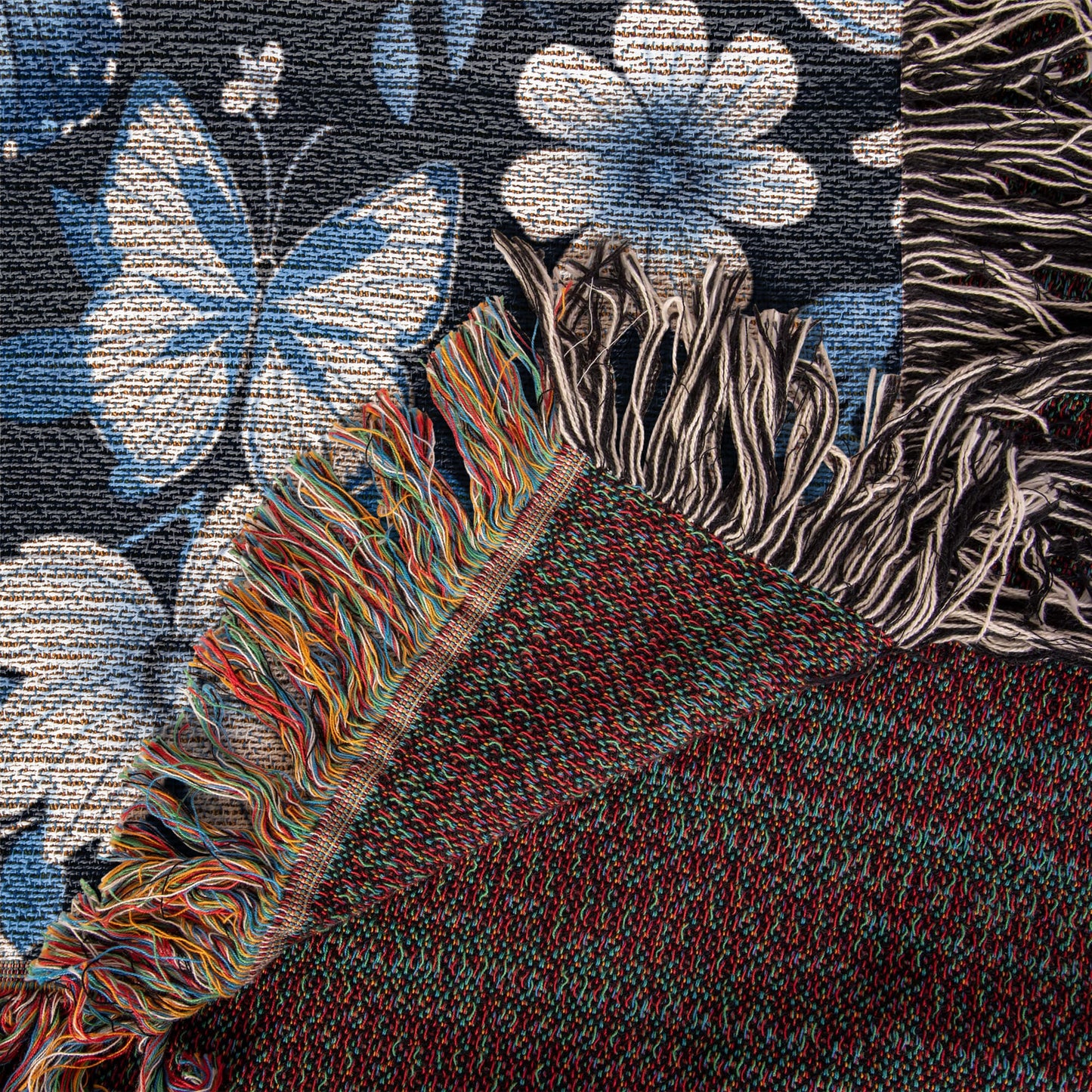 Butterflies And Flowers Pattern 010 - 50" x 60" Heirloom Woven Blanket