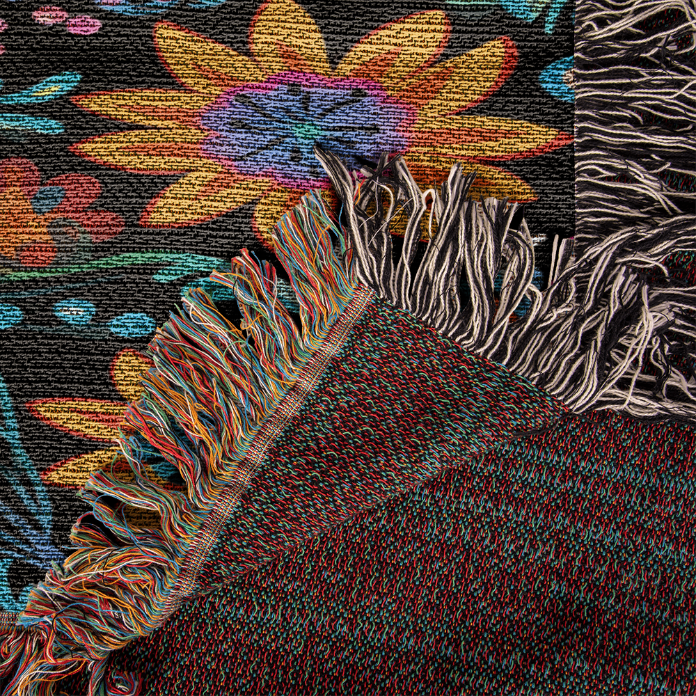 Mexican Floral Fiesta Pattern 060 - 50" x 60" Heirloom Woven Blanket