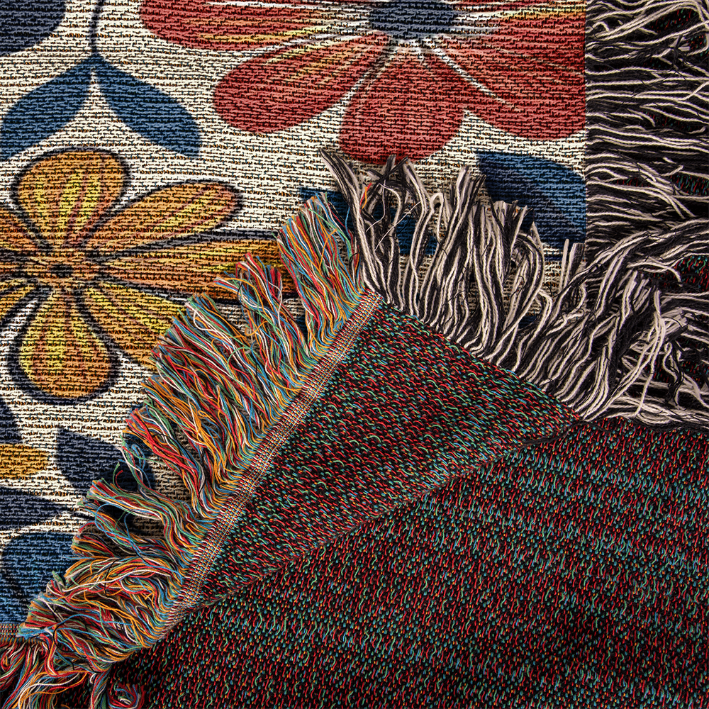 Mexican Floral Fiesta Pattern 042 - 50" x 60" Heirloom Woven Blanket