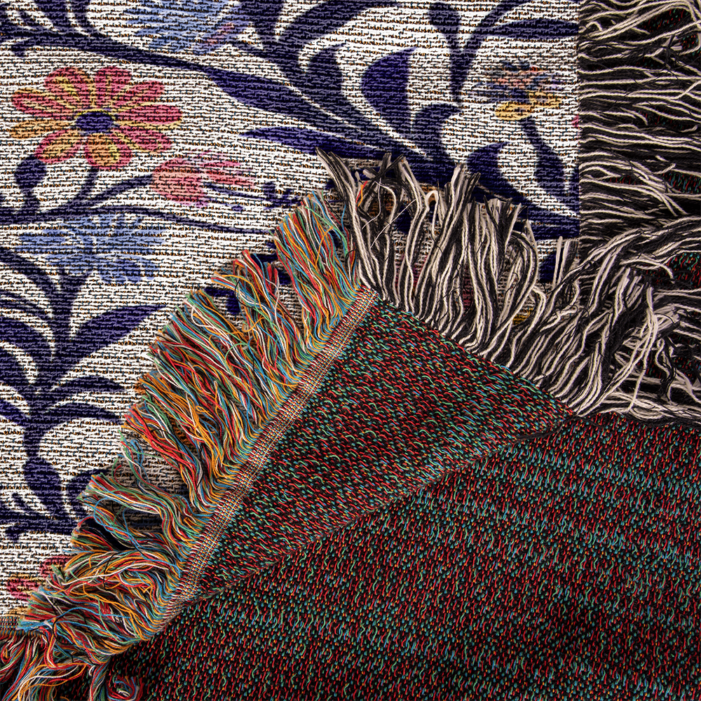 Mexican Floral Fiesta Pattern 022 - 50" x 60" Heirloom Woven Blanket