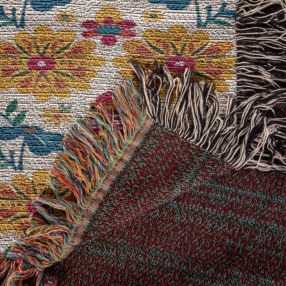 Mexican Floral Fiesta Pattern 025 - 50" x 60" Heirloom Woven Blanket