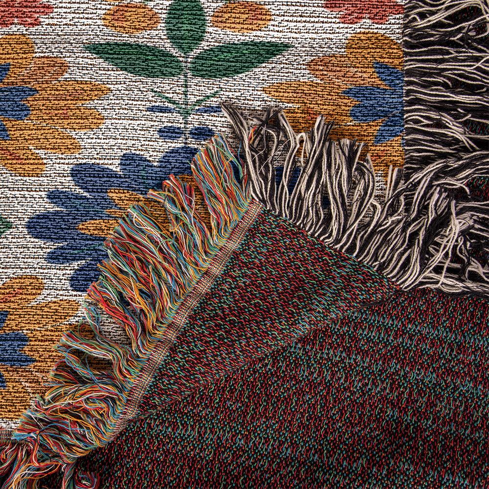 Mexican Floral Fiesta Pattern 016 - 50" x 60" Heirloom Woven Blanket