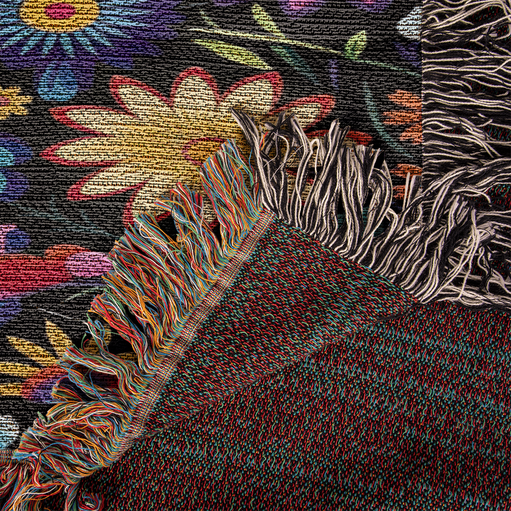 Mexican Floral Fiesta Pattern 028 - 50" x 60" Heirloom Woven Blanket