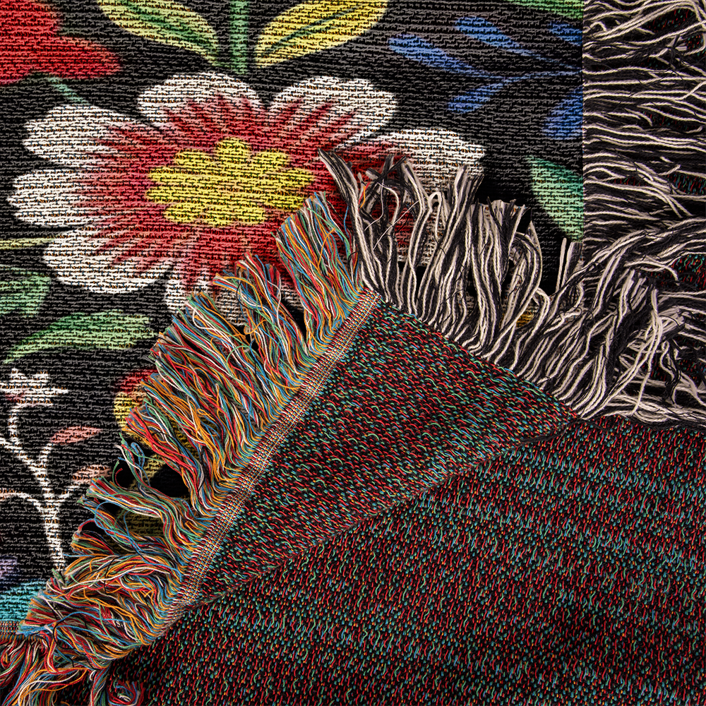 Mexican Floral Fiesta Pattern 038 - 50" x 60" Heirloom Woven Blanket