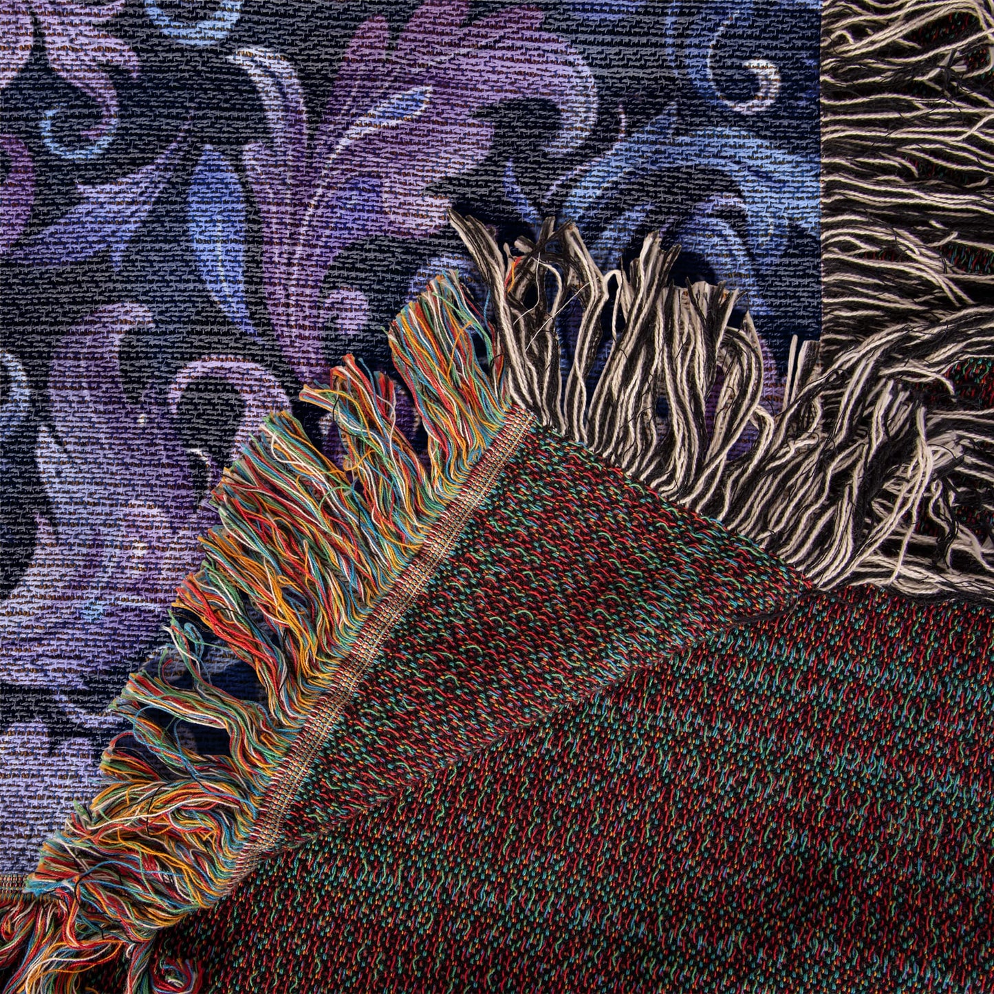 Blue And Purple Floral Pattern 023 - 50" x 60" Heirloom Woven Blanket