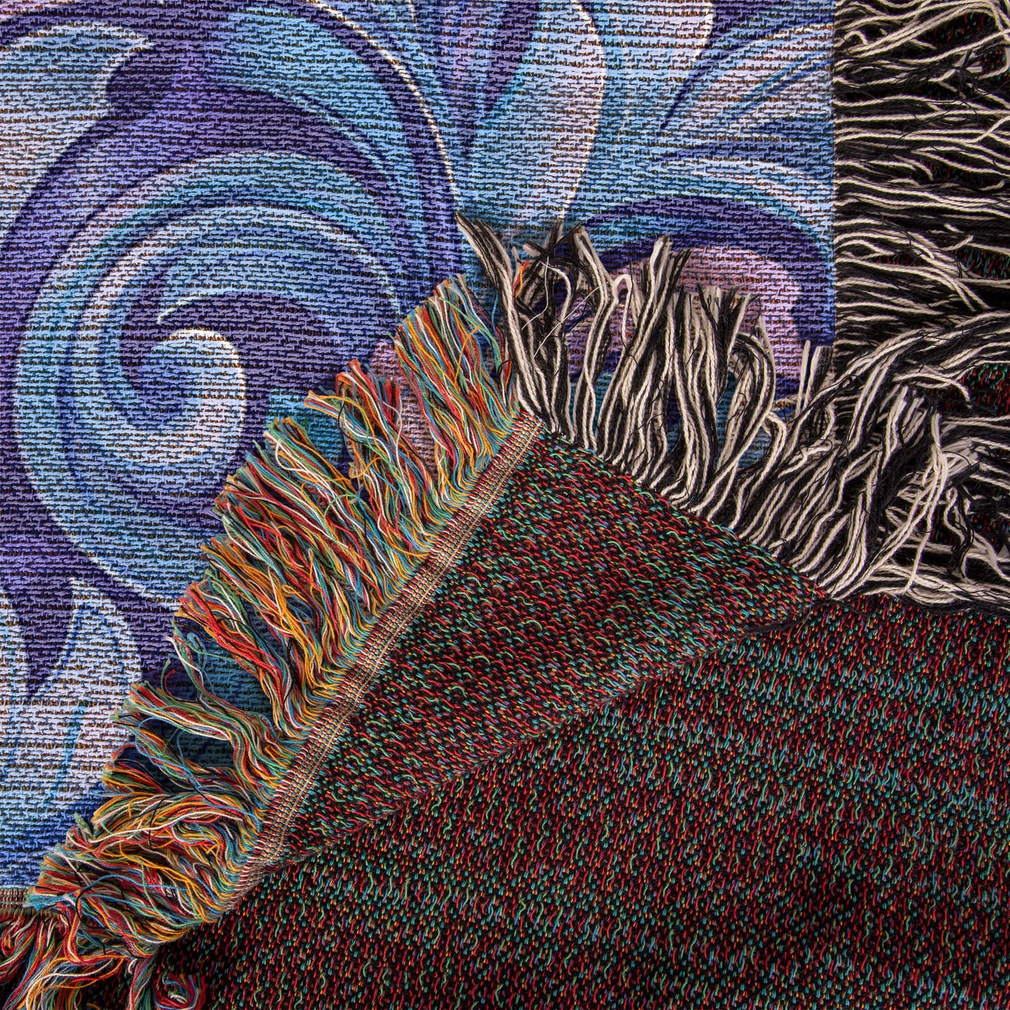 Blue And Purple Floral Pattern 010 - 50" x 60" Heirloom Woven Blanket