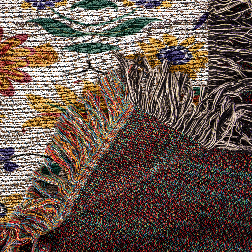 Mexican Floral Fiesta Pattern 024 - 50" x 60" Heirloom Woven Blanket