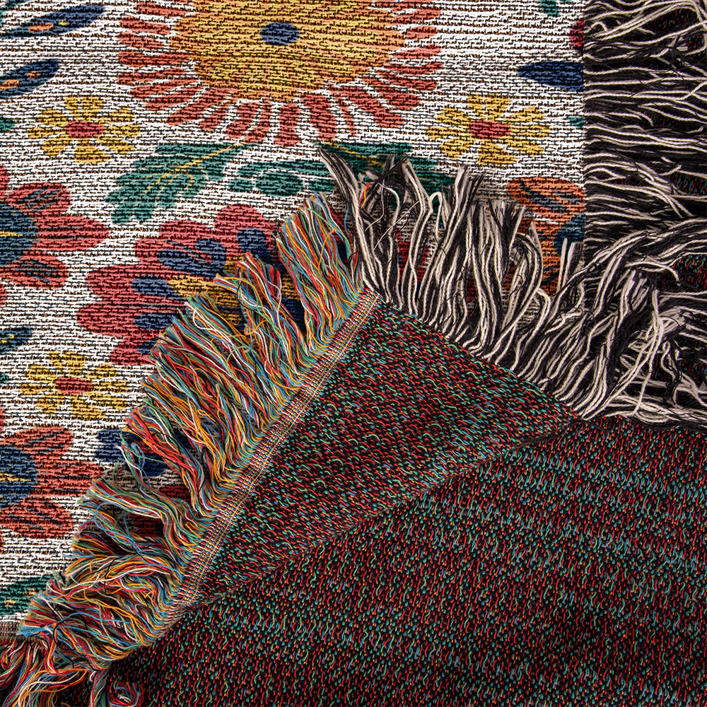 Mexican Floral Fiesta Pattern 026 - 50" x 60" Heirloom Woven Blanket