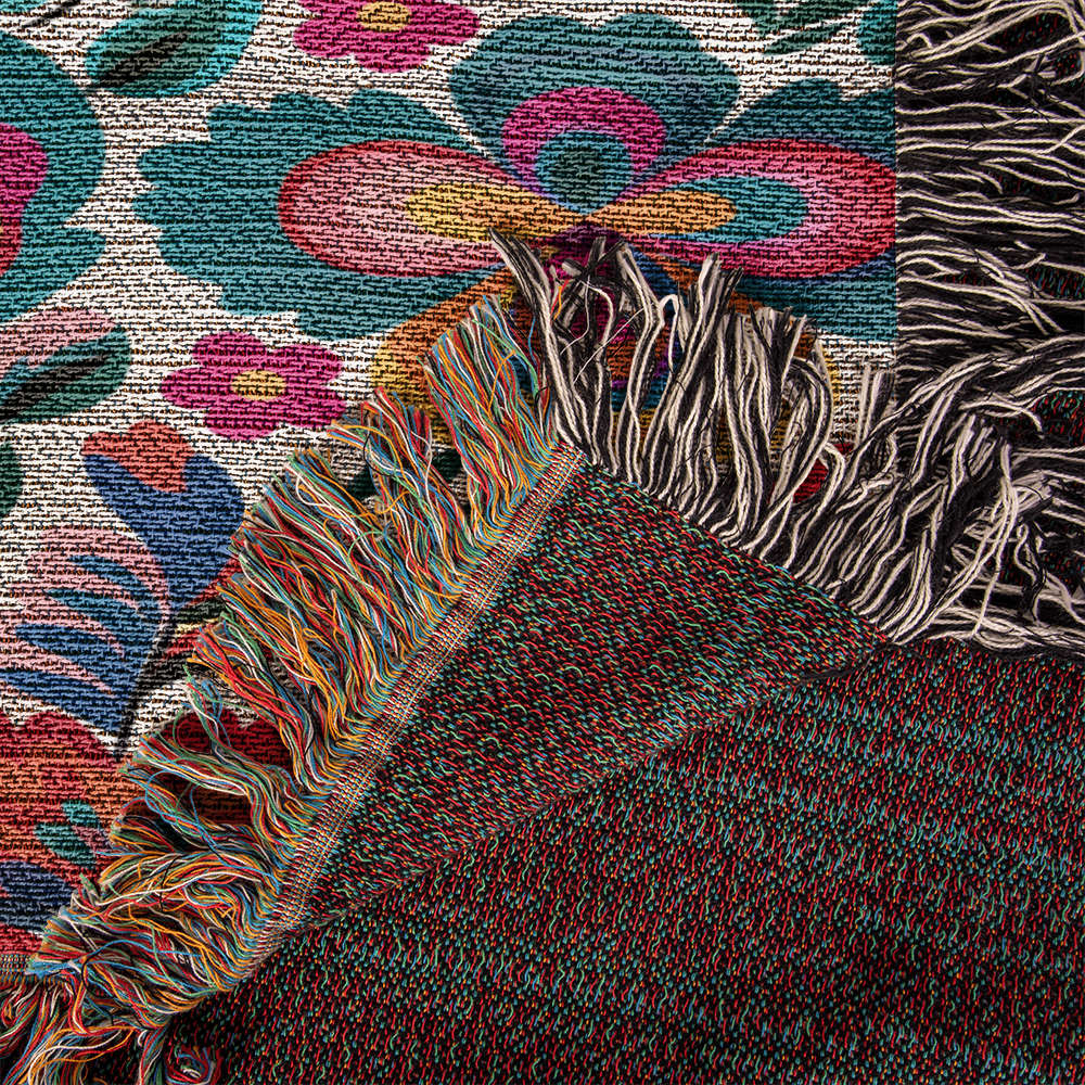 Mexican Floral Fiesta Pattern 051 - 50" x 60" Heirloom Woven Blanket