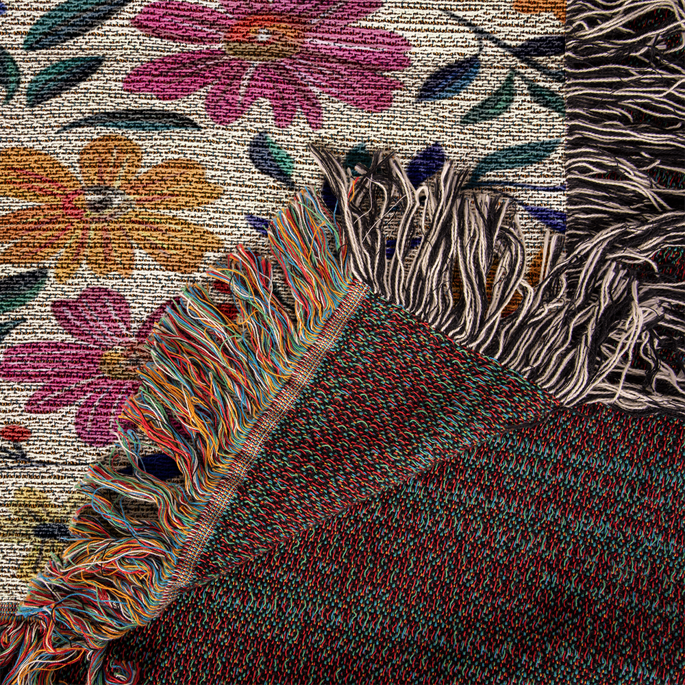 Mexican Floral Fiesta Pattern 008 - 50" x 60" Heirloom Woven Blanket
