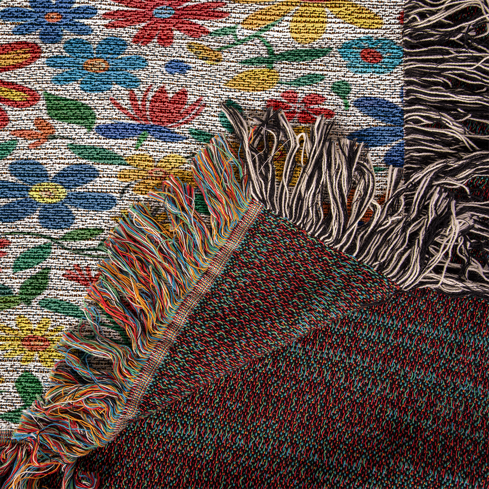 Mexican Floral Fiesta Pattern 009 - 50" x 60" Heirloom Woven Blanket