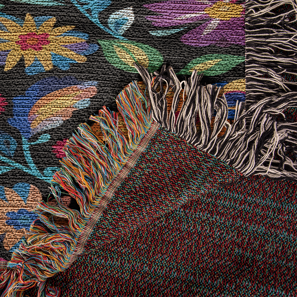 Mexican Floral Fiesta Pattern 053 - 50" x 60" Heirloom Woven Blanket