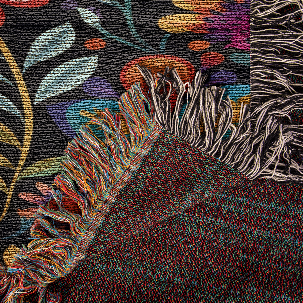 Mexican Floral Fiesta Pattern 058 - 50" x 60" Heirloom Woven Blanket