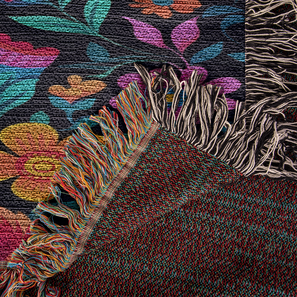 Mexican Floral Fiesta Pattern 049 - 50" x 60" Heirloom Woven Blanket