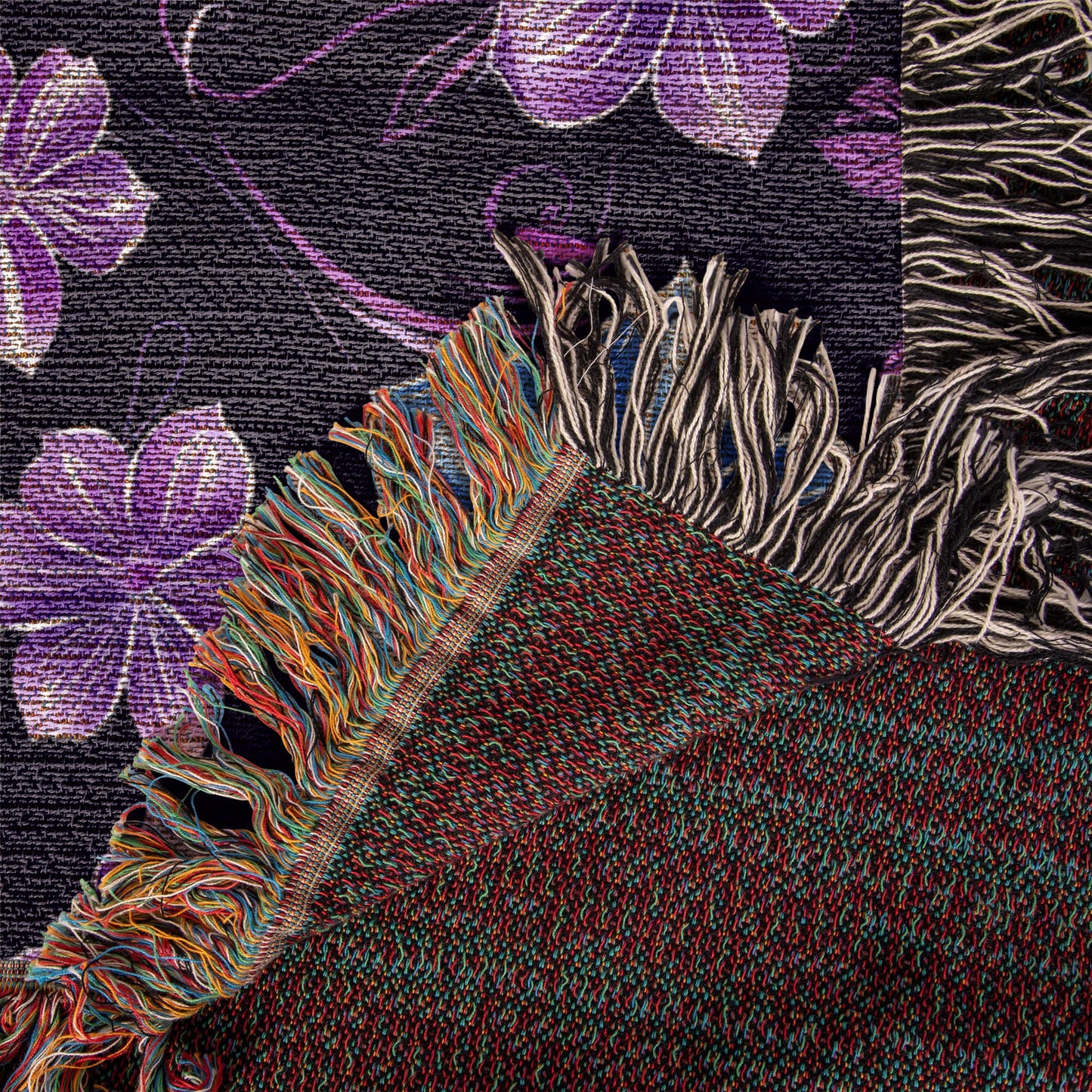 Blue And Purple Floral Pattern 009 - 50" x 60" Heirloom Woven Blanket