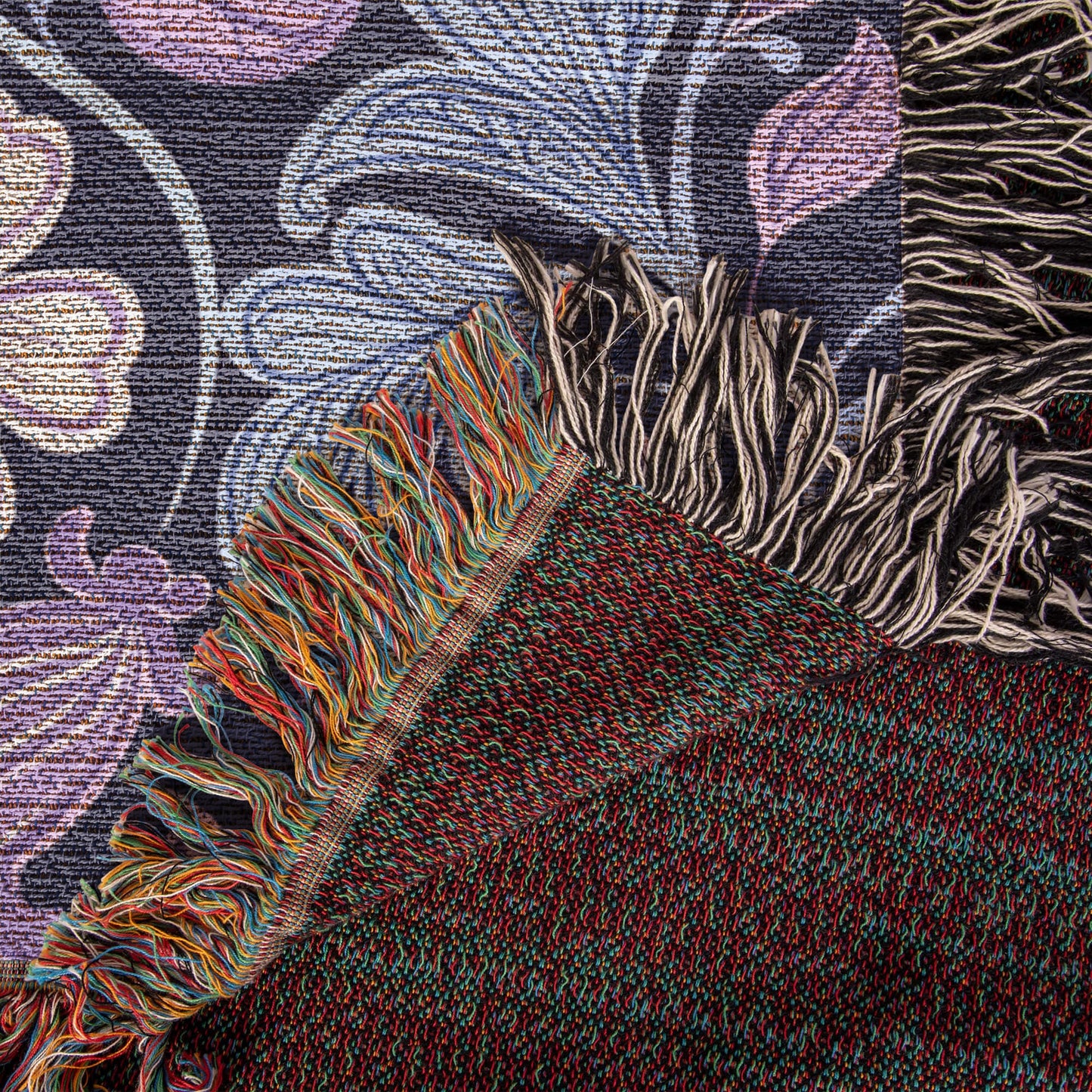 Blue And Purple Floral Pattern 008 - 50" x 60" Heirloom Woven Blanket