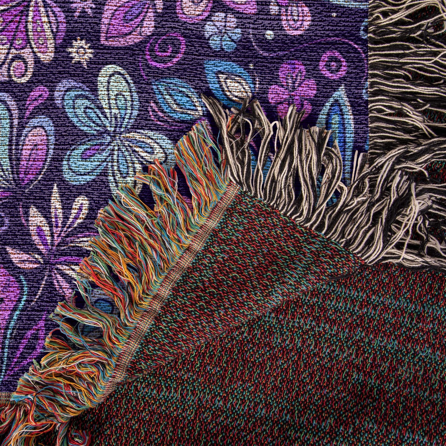 Blue And Purple Floral Pattern 001 - 50" x 60" Heirloom Woven Blanket