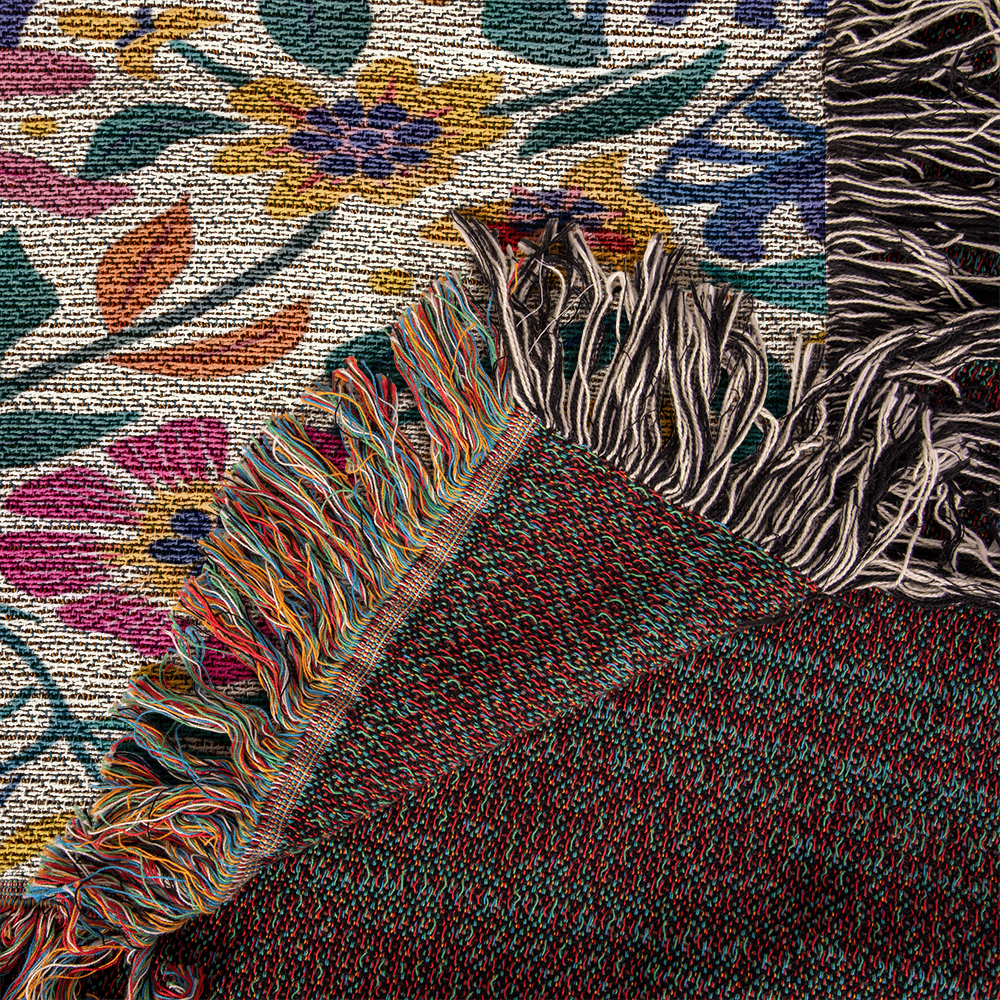 Mexican Floral Fiesta Pattern 003 - 50" x 60" Heirloom Woven Blanket