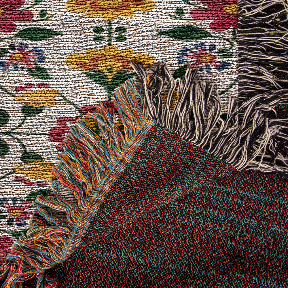 Mexican Floral Fiesta Pattern 018 - 50" x 60" Heirloom Woven Blanket