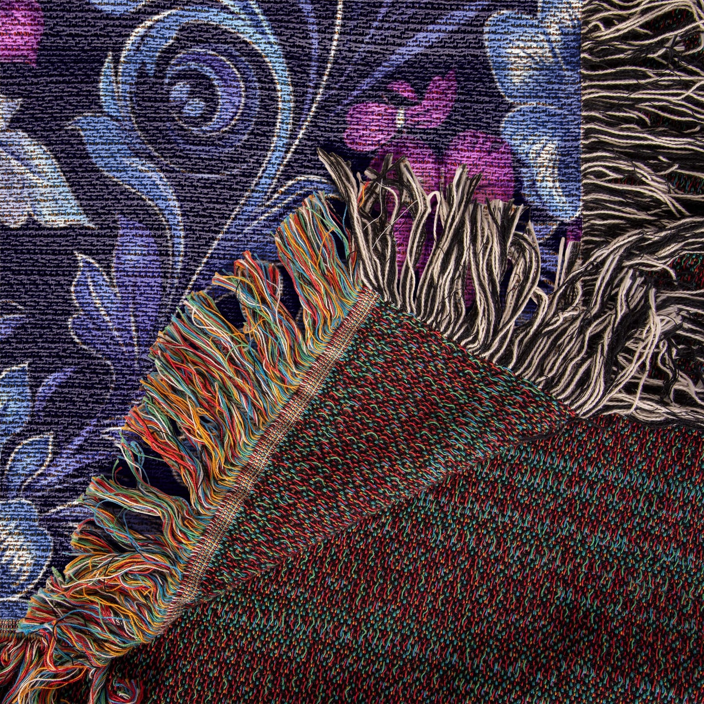 Blue And Purple Floral Pattern 013 - 50" x 60" Heirloom Woven Blanket