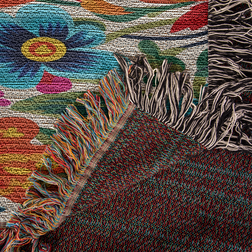 Mexican Floral Fiesta Pattern 050 - 50" x 60" Heirloom Woven Blanket