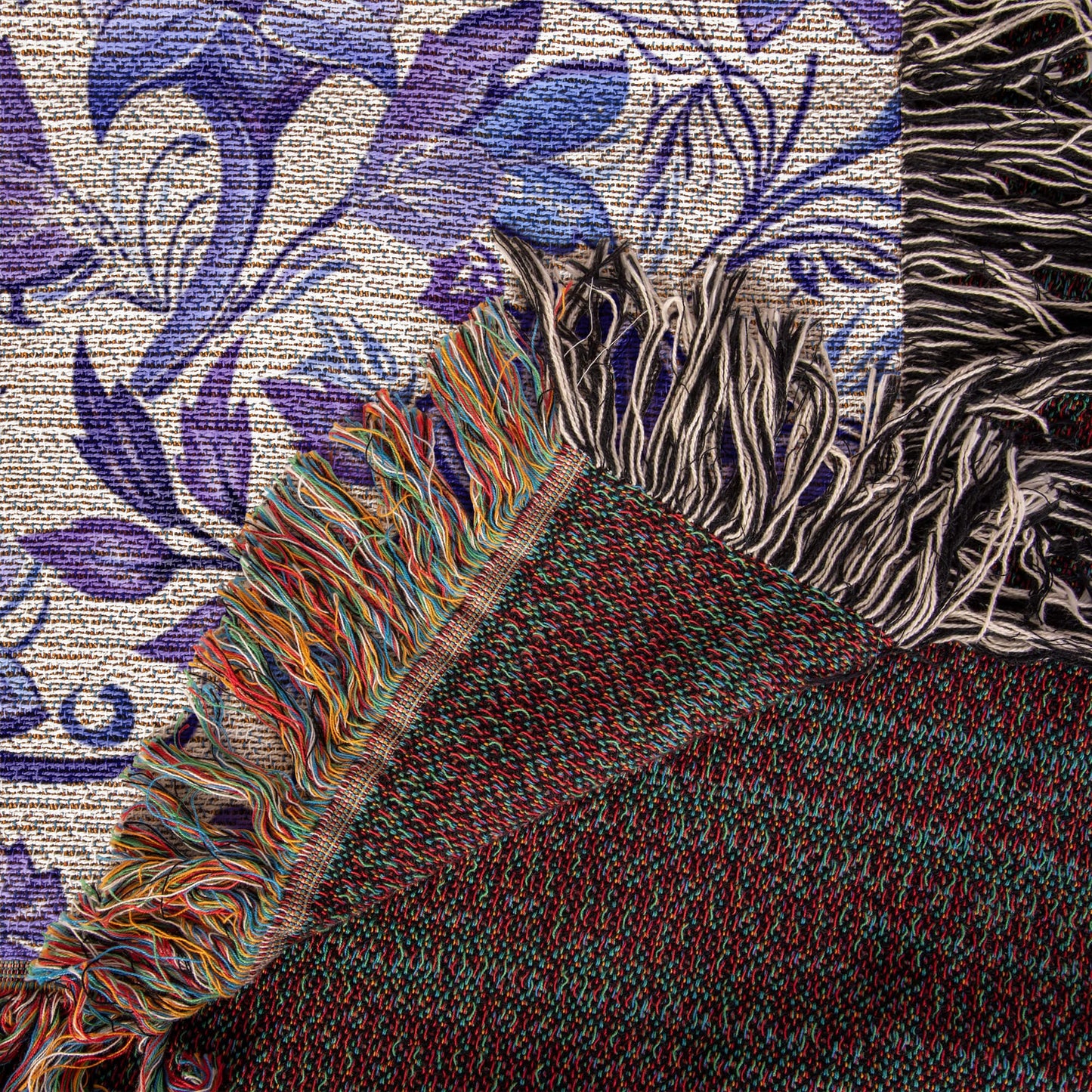 Blue And Purple Floral Pattern 004 - 50" x 60" Heirloom Woven Blanket