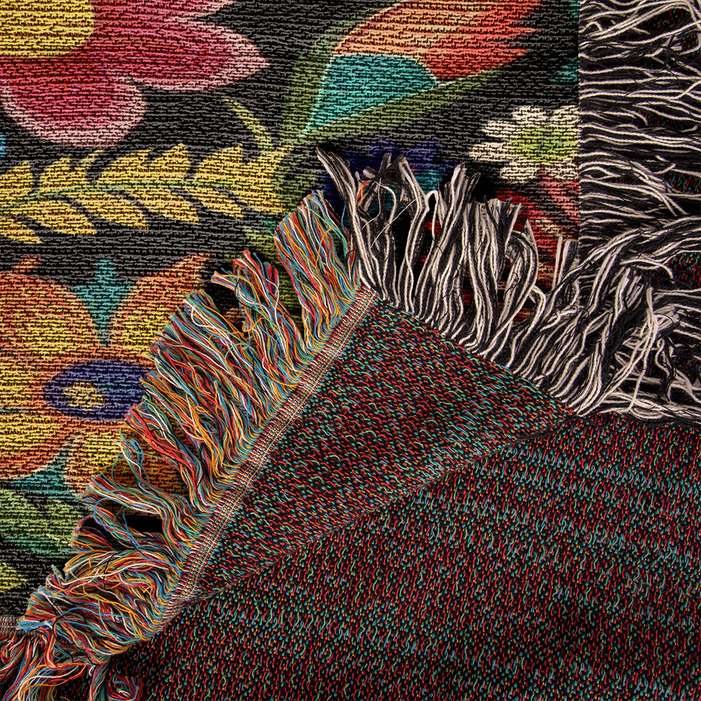 Mexican Floral Fiesta Pattern 039 - 50" x 60" Heirloom Woven Blanket