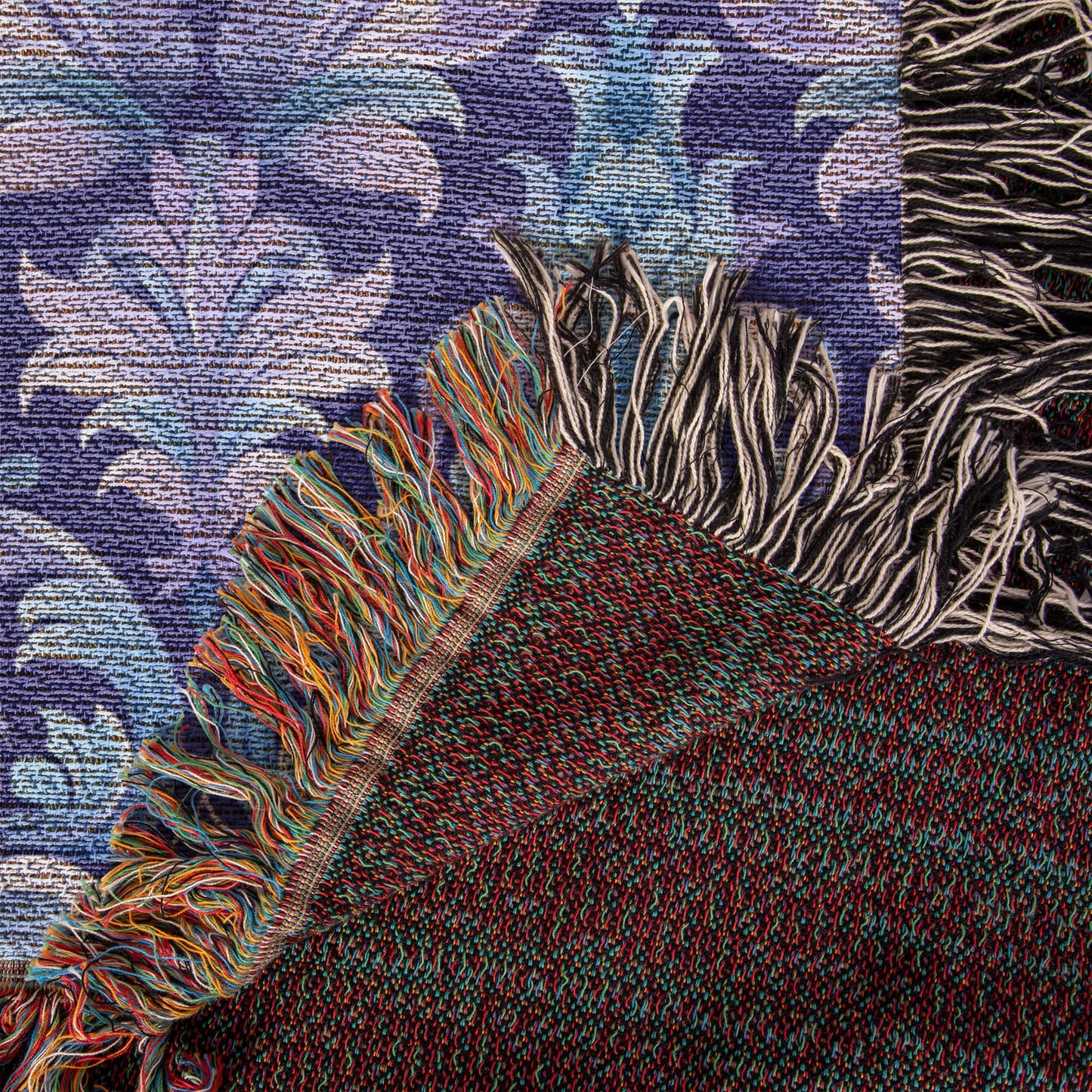 Blue And Purple Floral Pattern 018 - 50" x 60" Heirloom Woven Blanket
