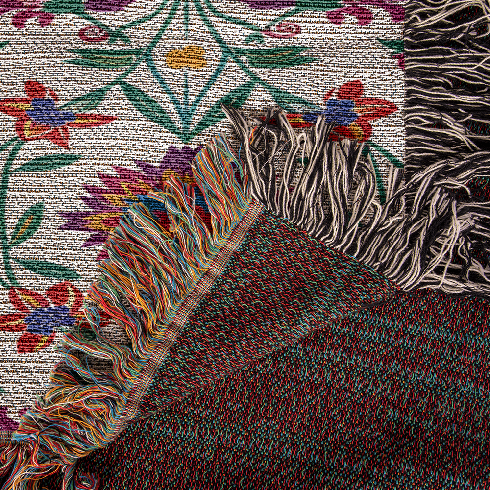 Mexican Floral Fiesta Pattern 027 - 50" x 60" Heirloom Woven Blanket