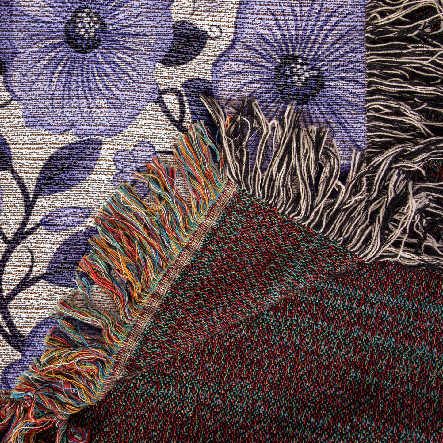 Blue And Purple Floral Pattern 028 - 50" x 60" Heirloom Woven Blanket