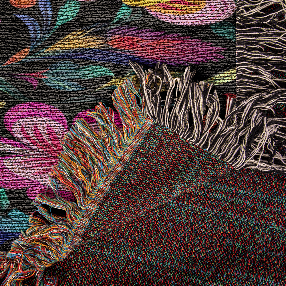 Mexican Floral Fiesta Pattern 031 - 50" x 60" Heirloom Woven Blanket