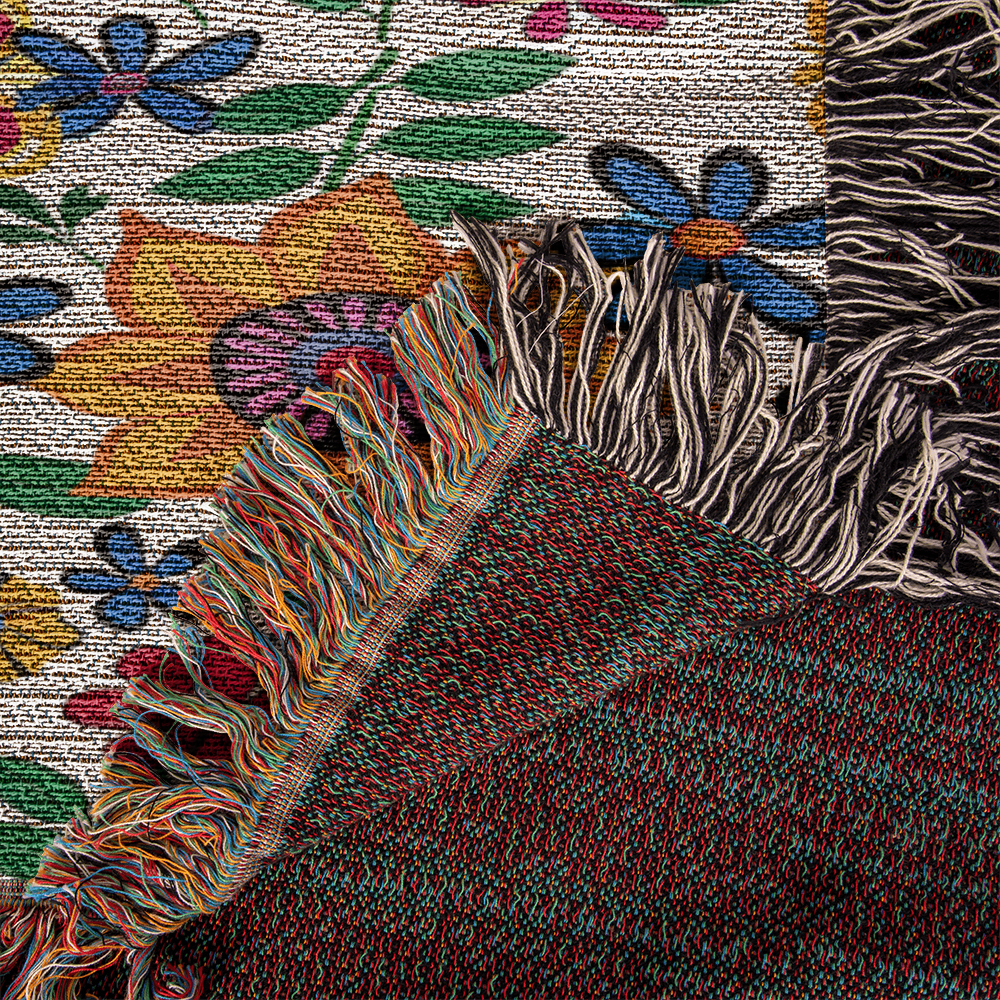 Mexican Floral Fiesta Pattern 007 - 50" x 60" Heirloom Woven Blanket