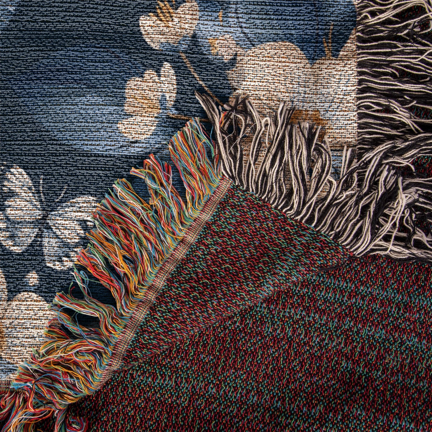 Butterflies And Flowers Pattern 021 - 50" x 60" Heirloom Woven Blanket