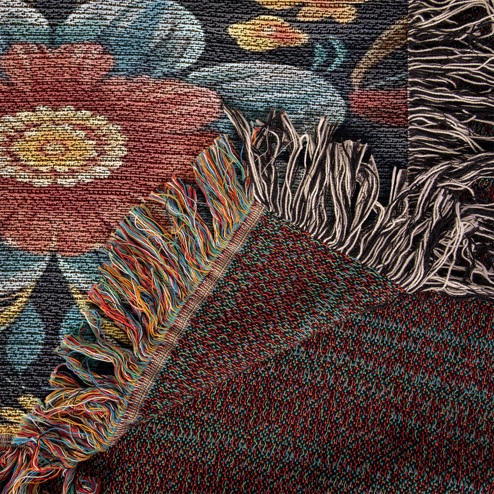 Mexican Floral Fiesta Pattern 046 - 50" x 60" Heirloom Woven Blanket