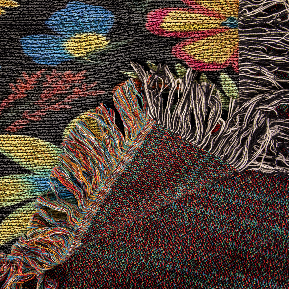 Mexican Floral Fiesta Pattern 035 - 50" x 60" Heirloom Woven Blanket
