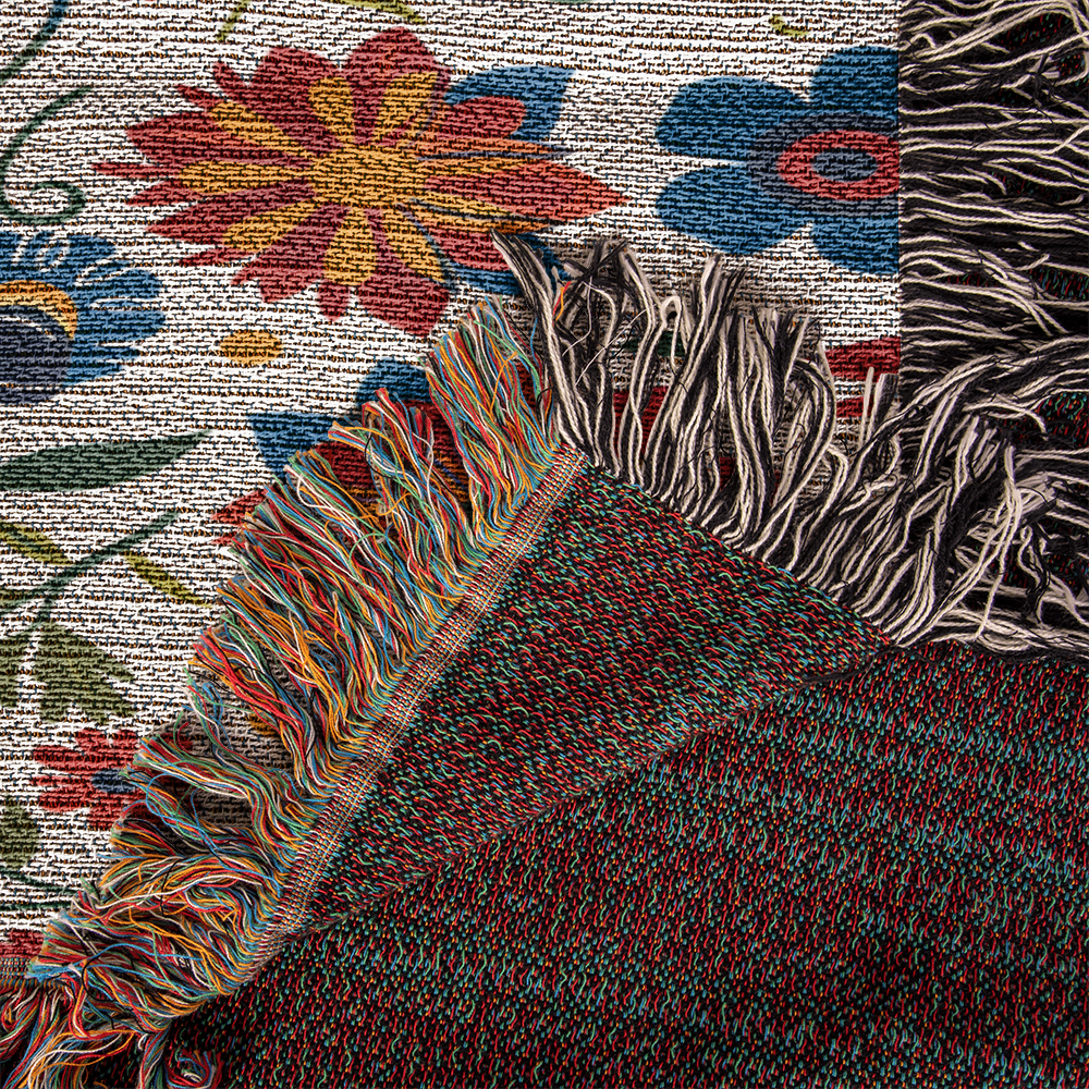 Mexican Floral Fiesta Pattern 014 - 50" x 60" Heirloom Woven Blanket