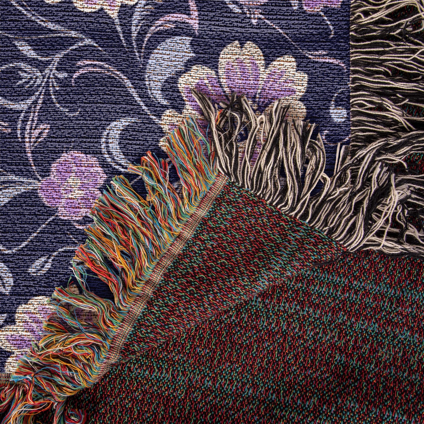 Blue And Purple Floral Pattern 006 - 50" x 60" Heirloom Woven Blanket