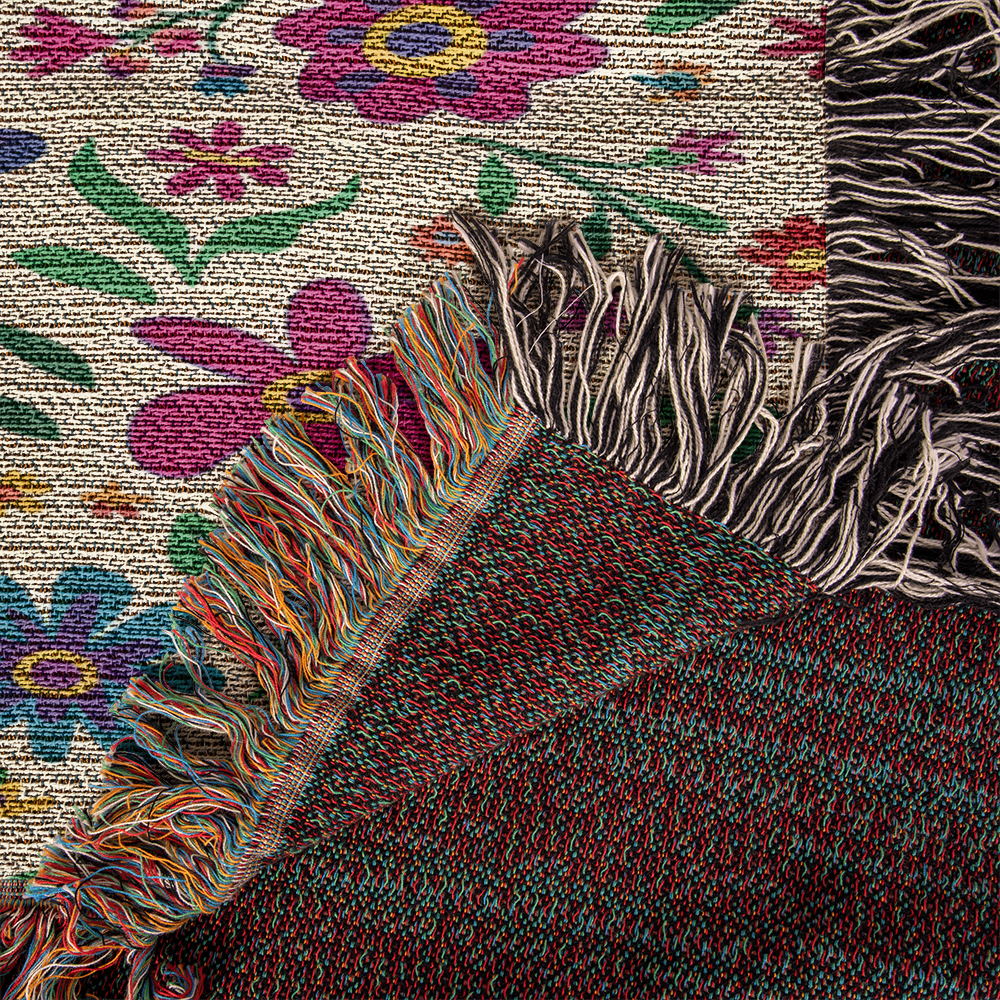Mexican Floral Fiesta Pattern 005 - 50" x 60" Heirloom Woven Blanket
