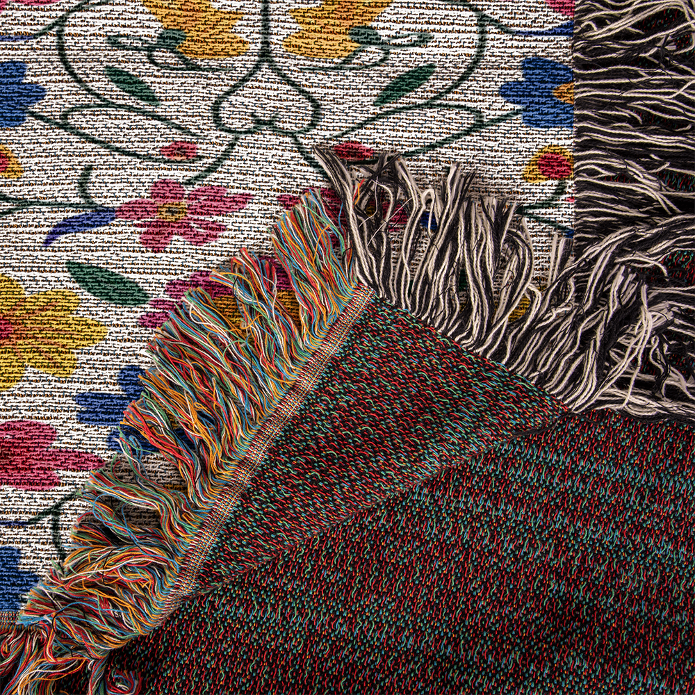 Mexican Floral Fiesta Pattern 020 - 50" x 60" Heirloom Woven Blanket